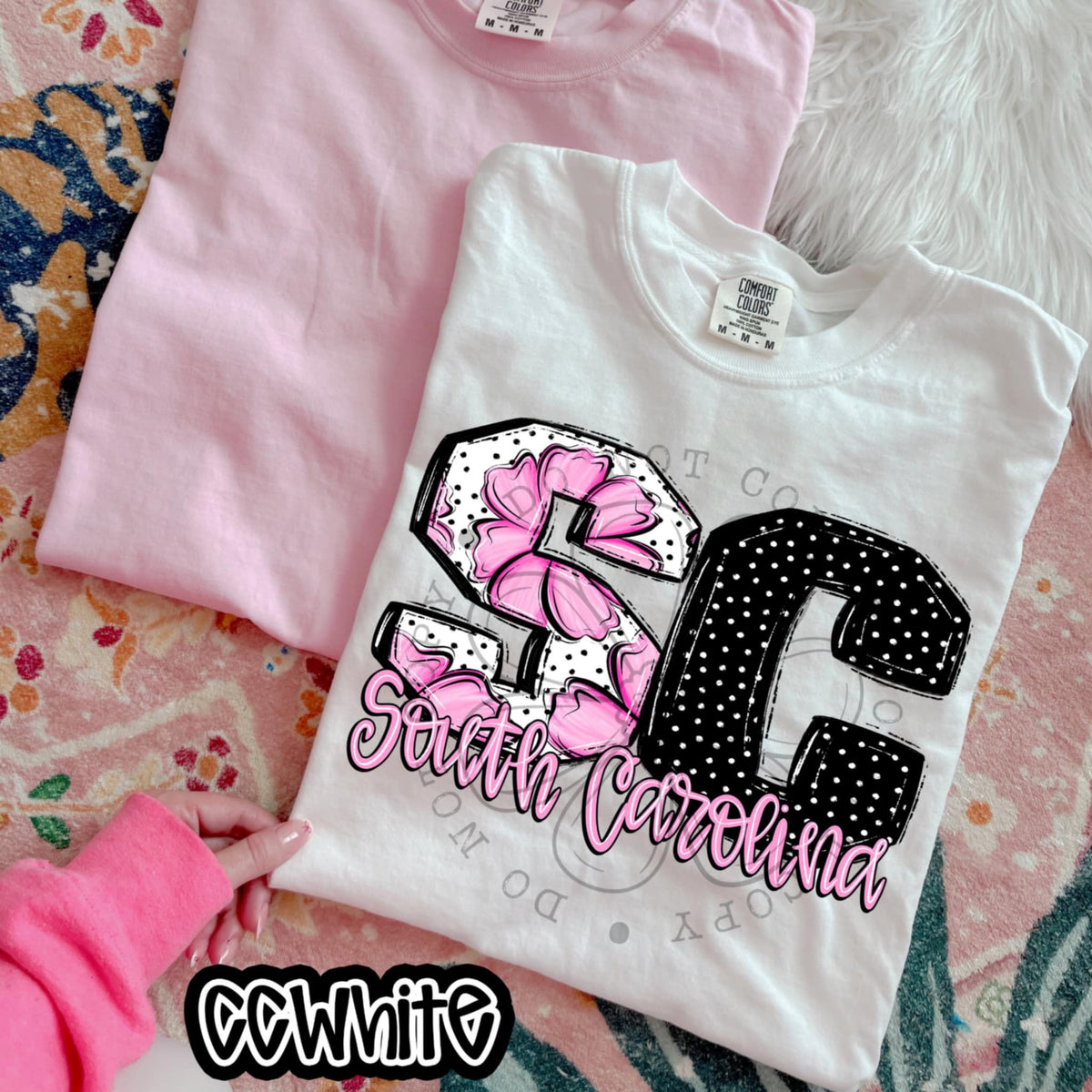 SC South Carolina pink flowers (SWD) 94523 DTF transfer