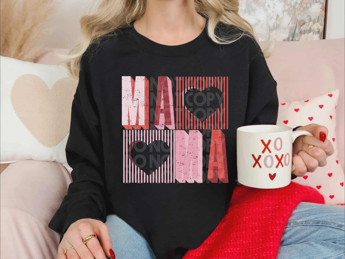 Mama stripes and hearts (Phdc) DTF Transfer