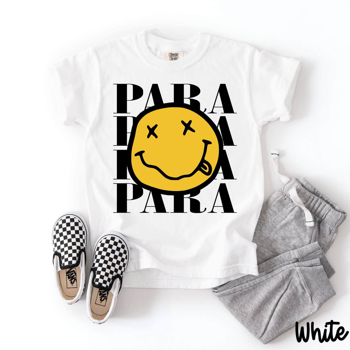 Para stacked squiggly happy face BLACK (Carter) DTF Transfer