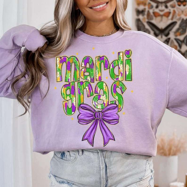Mardi Gras purple bow 77676 DTF transfer