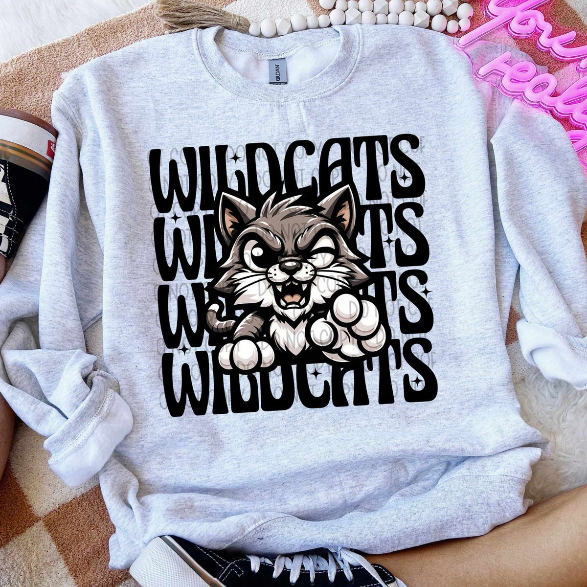 Wildcats stacked Winking Mascot SWD 49024 DTF transfer