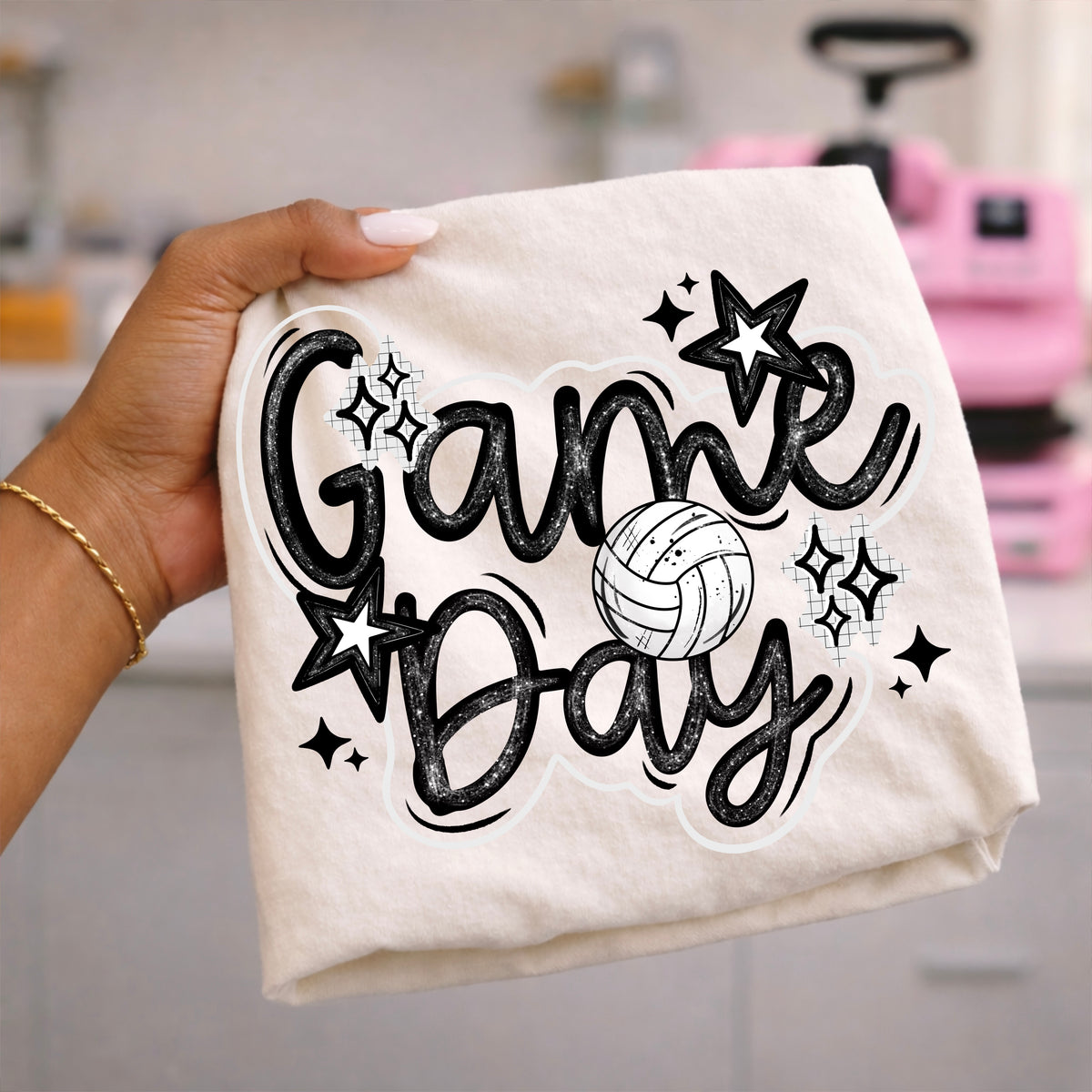 Game day cursive with volleyball (CSC) DTF transfer