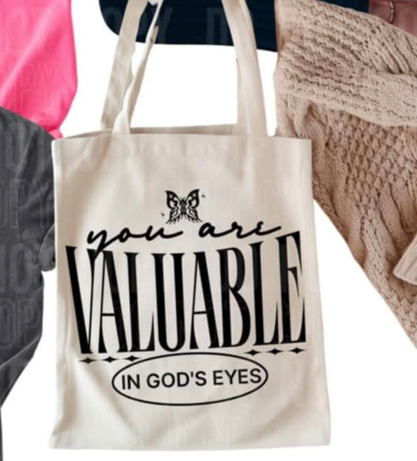 You are valuable in gods eyes BLACK 90225 DTF transfer