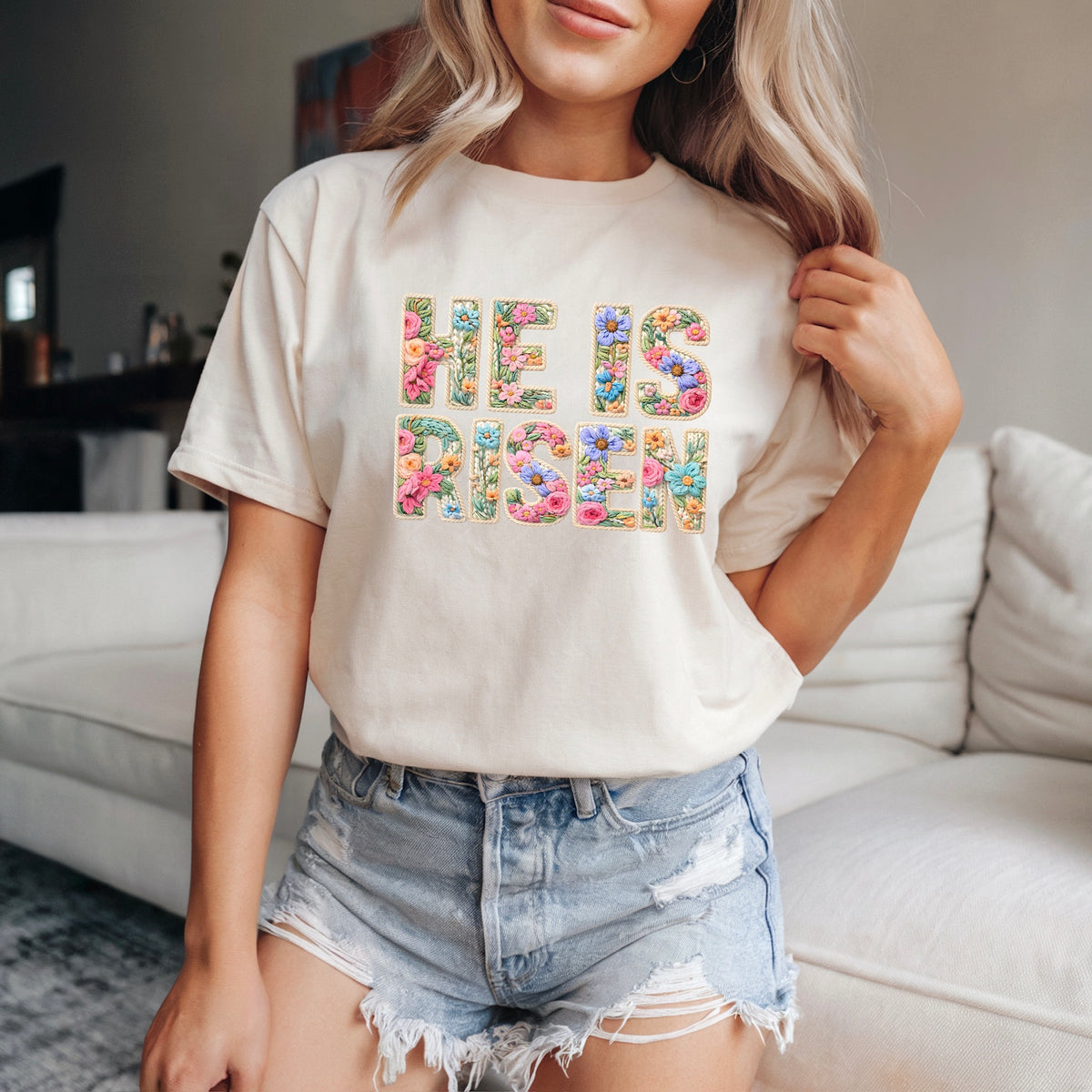 He is risen floral letters DTF Transfer