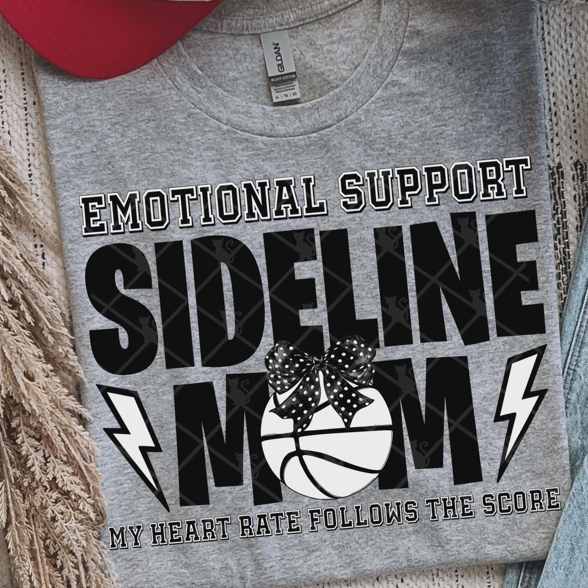 Sideline Mom basketball with bows (Ttd) DTF Transfer