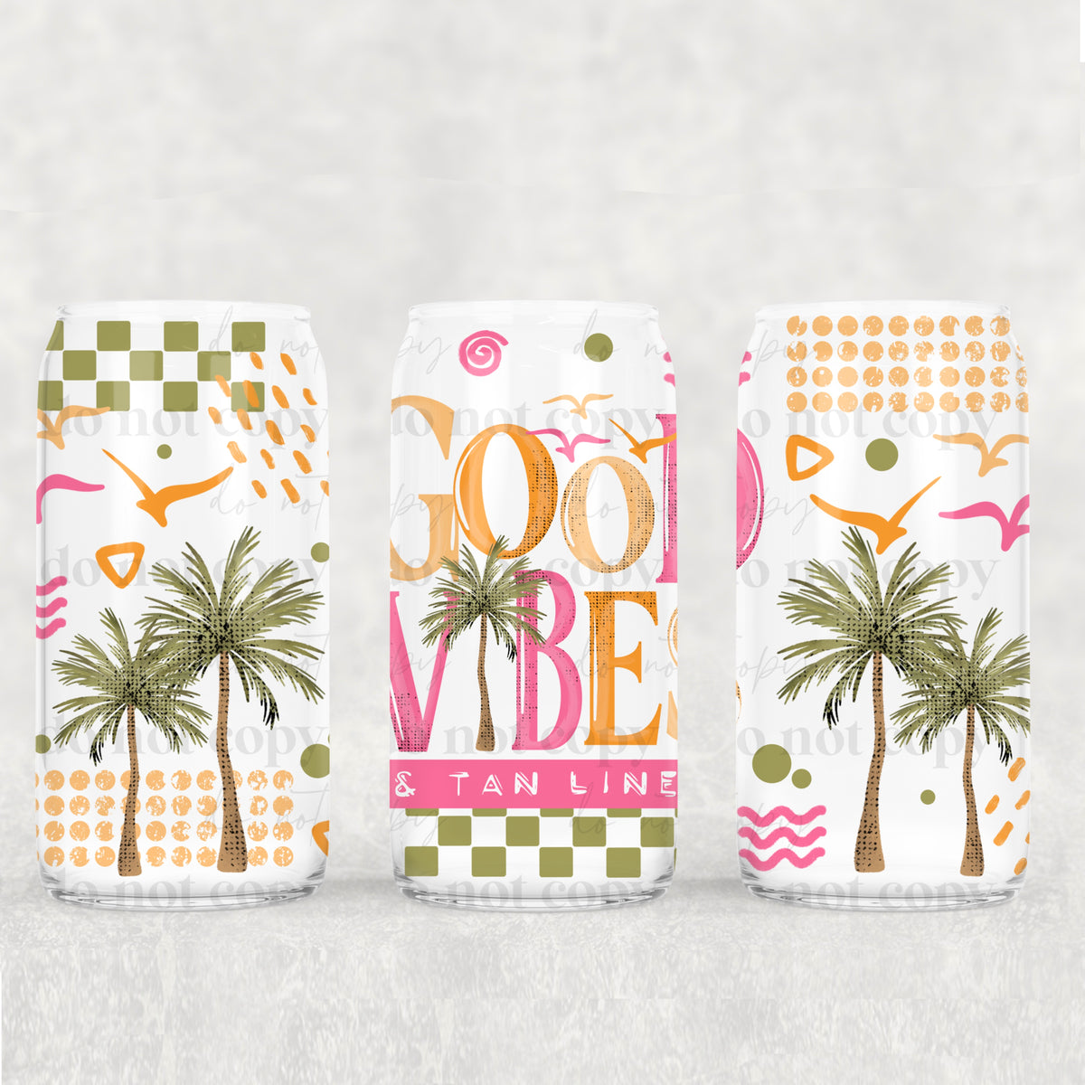 Good vibes with green palm trees (CSC) UV DTF WRAP