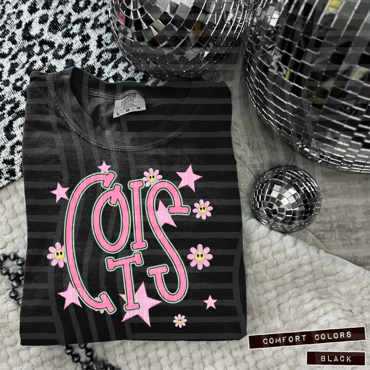 Colts Pink Flowers And Stars 104929 DTF transfer