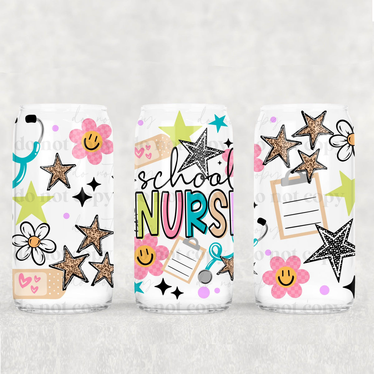 School nurse happy flowers (CSC) UV DTF WRAP