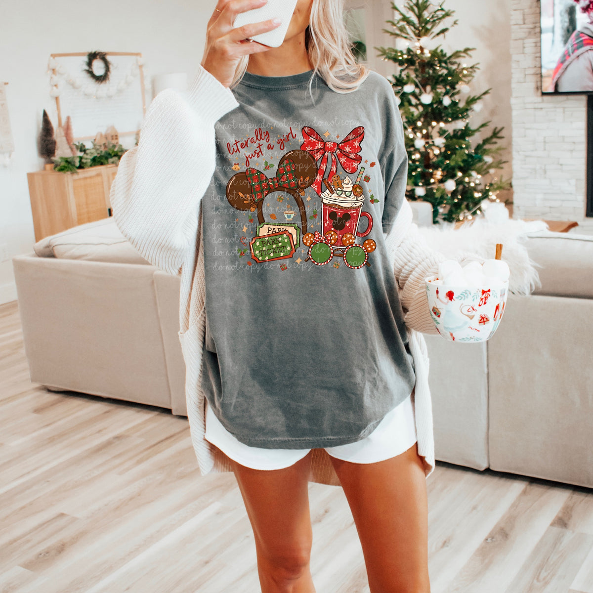 Literally just a girl mouse christmas 115113 DTF transfer