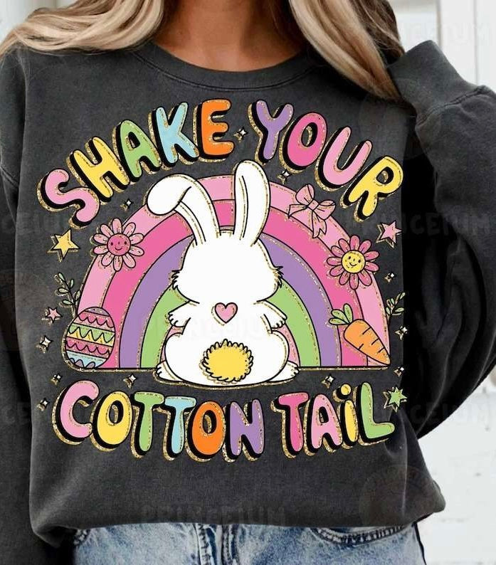 Shake your cotton tail rainbow and bunny 84353 DTF transfer