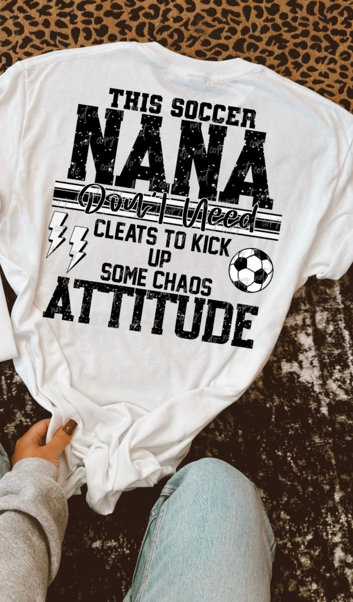 This soccer nana don’t need cleats to kick up some chaos attitude (VIRGO) 90617 DTF transfer