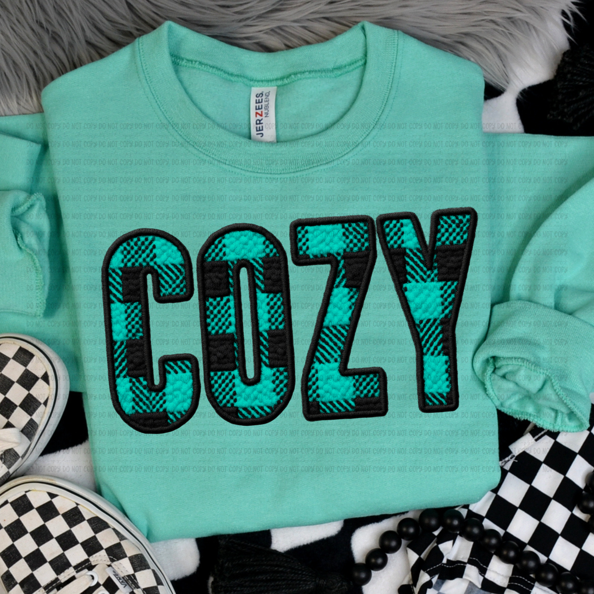 Cozy blue and black plaid (revel) DTF Transfer