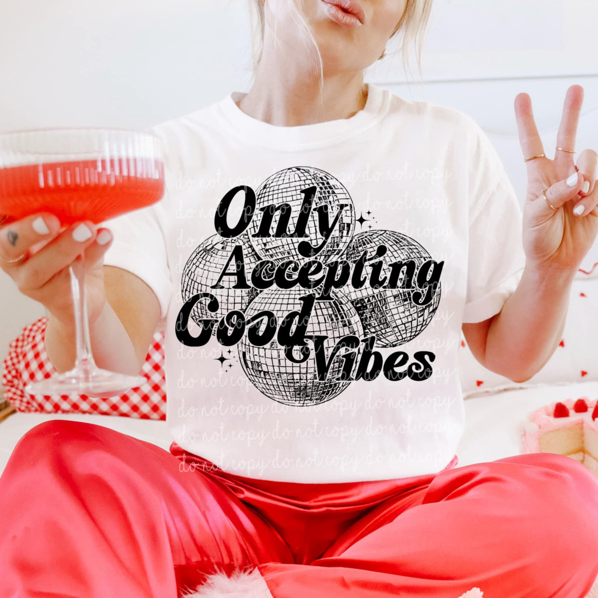 Only accepting good vibes BLACK (MMD) 85237 DTF transfer