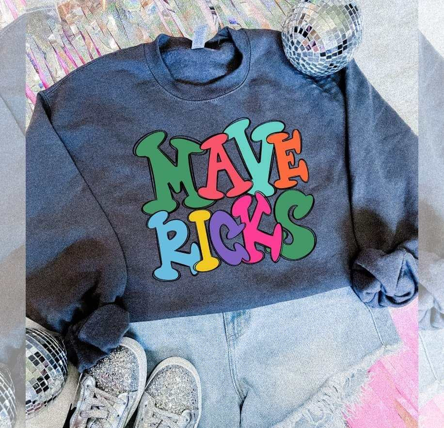 Mavericks colorful bubble font (S&G) 64505 DTF transfer