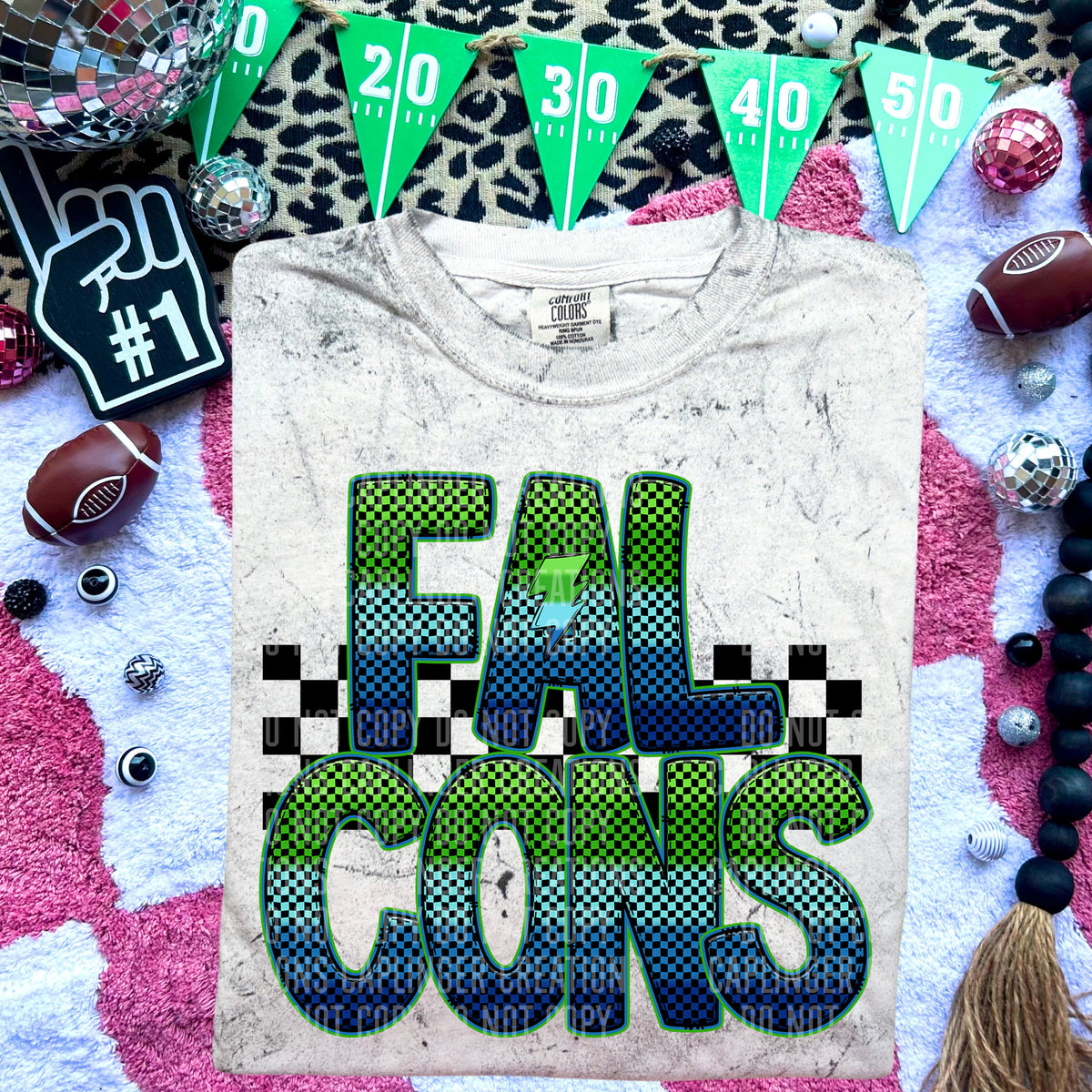 Falcons Blue and Green Checkered (Caplinger) DTF transfer