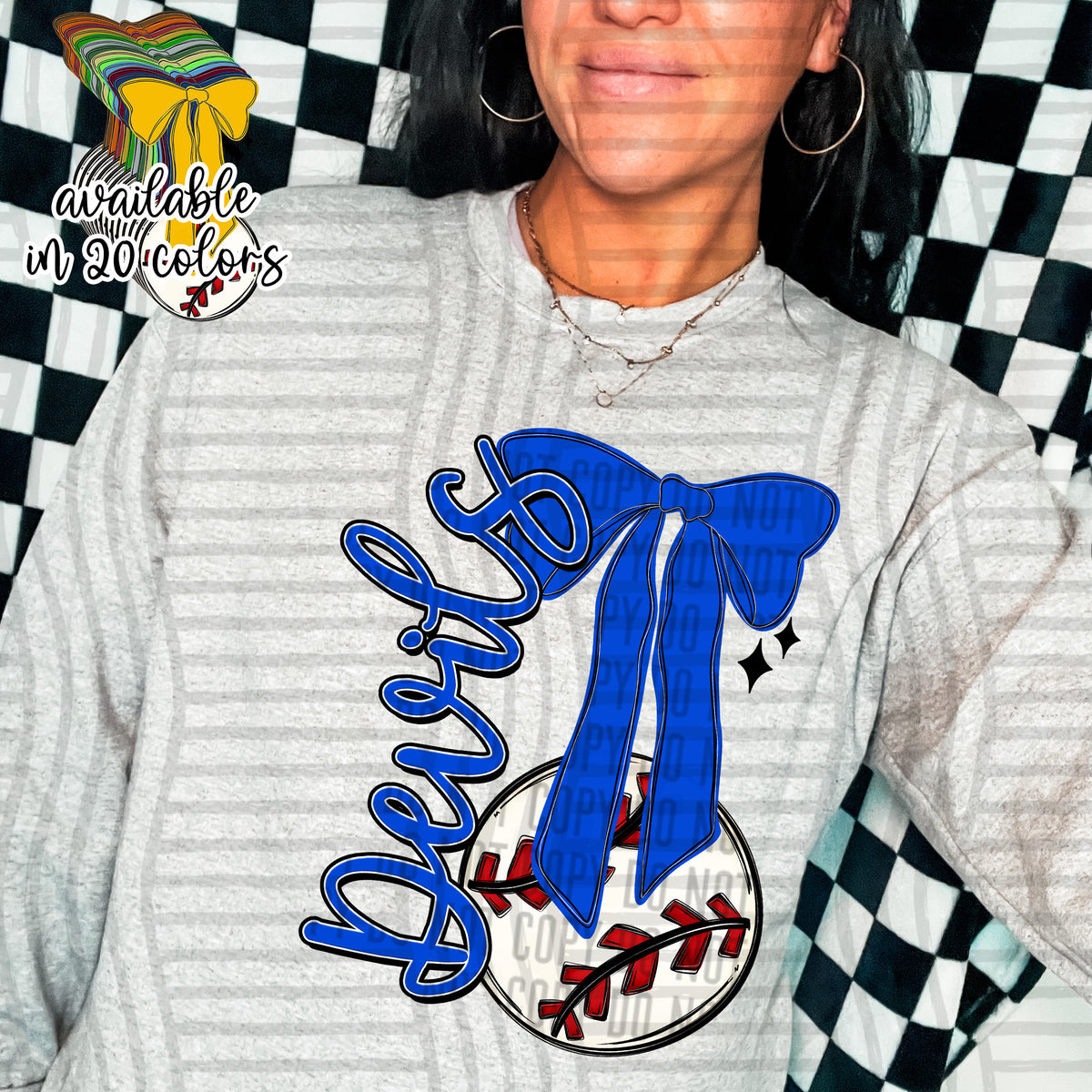 Baseball bow blue Devils (Caplinger) DTF Transfer