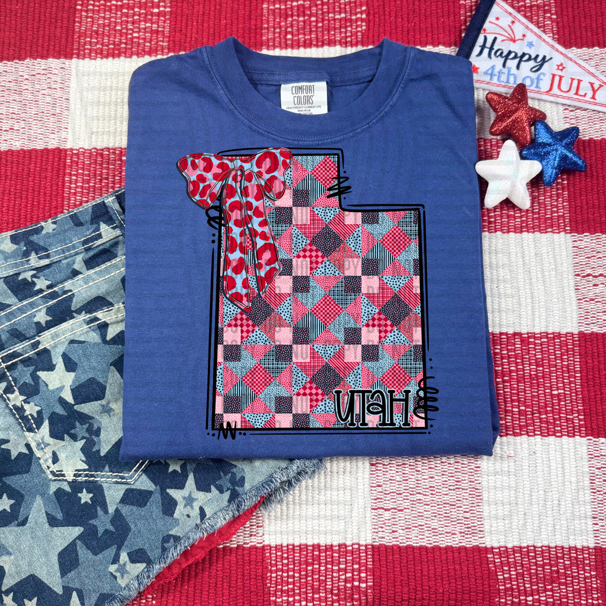 Utah RWB faux patchwork (Caplinger) dtf transfer