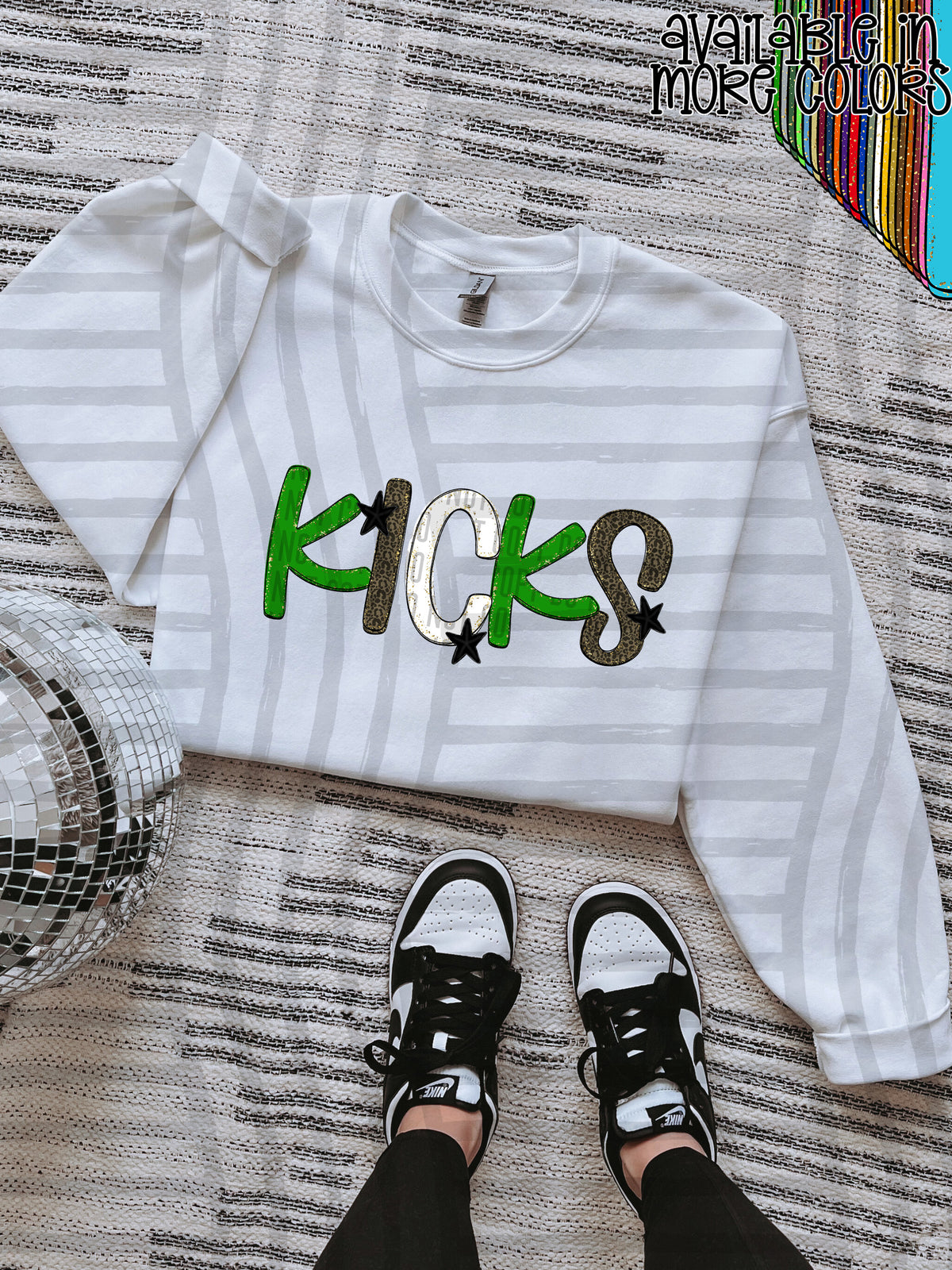 green, gray and white, kicks stacked (Caplinger) DTF Transfer