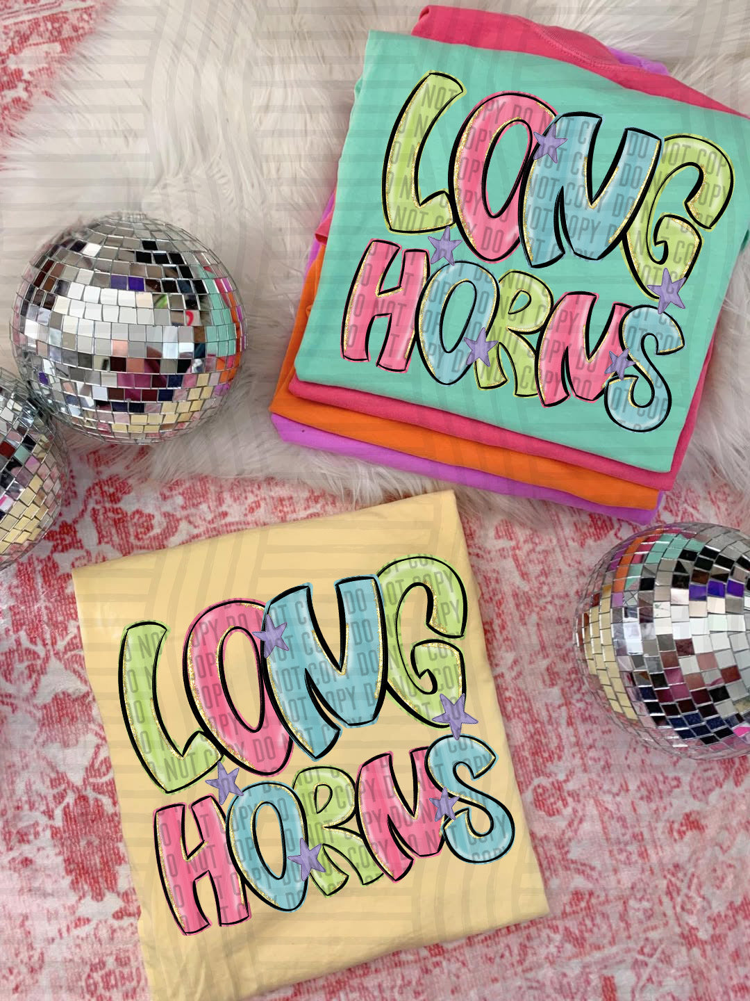 Longhorns Glittery & Preppy Mascots (Caplinger) DTF transfer
