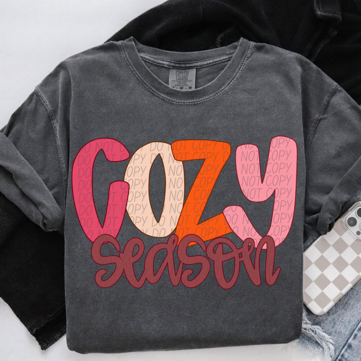 Cozy season bubble font (City) DTF transfer