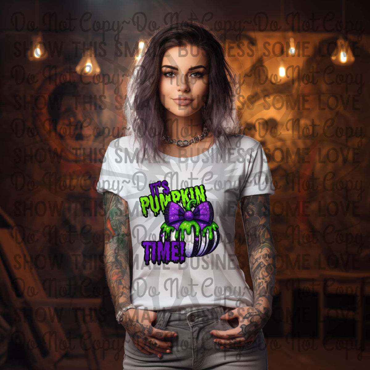 It’s Pumpkin Time with green drip pumpkin 111727 DTF transfer