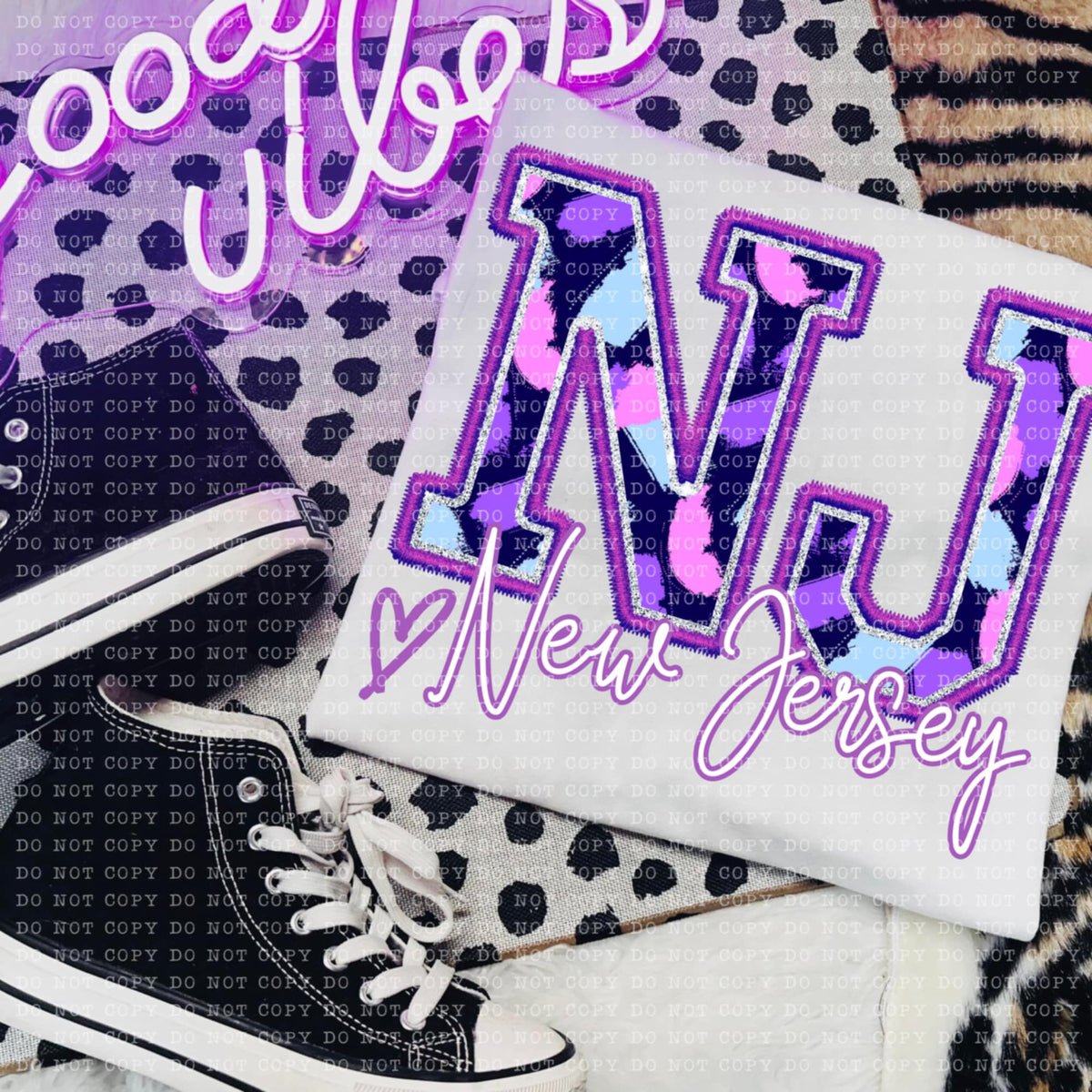 NJ New Jersey purple brushstrokes (ECHT) 94038 DTF transfer