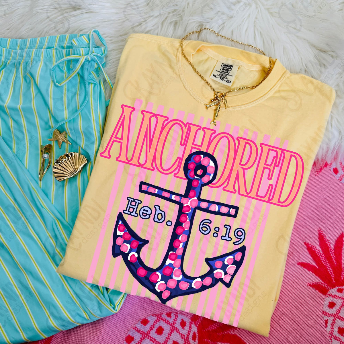 Anchored pink stripes (Kayndi) DTF Transfer