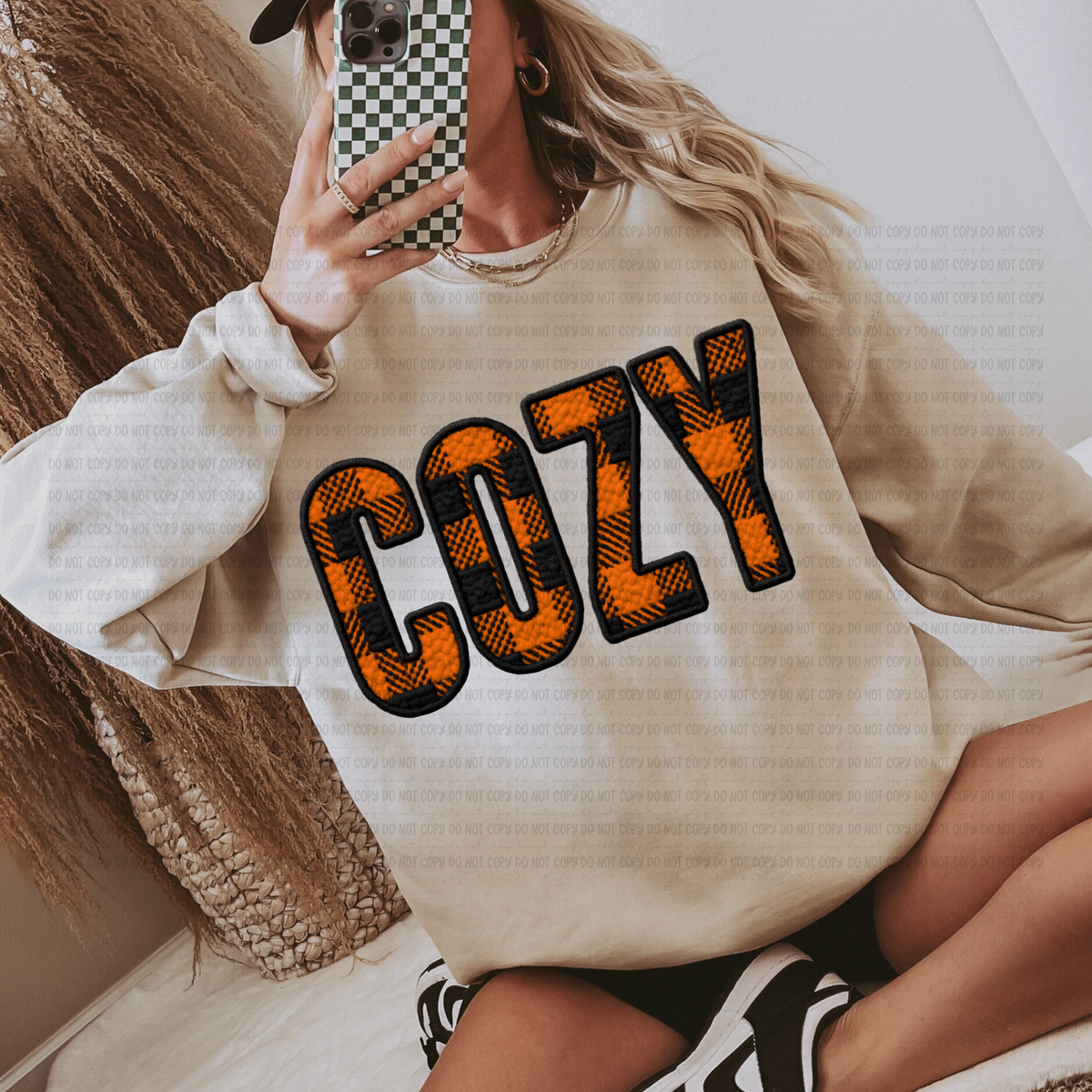Cozy orange and black plaid (revel) DTF Transfer