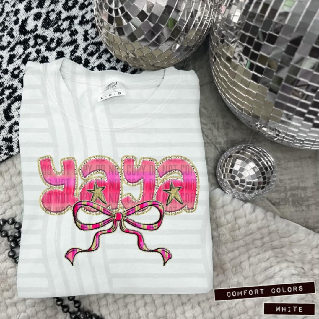 Yaya pink with bow (Caplinger) 100609 DTF transfer