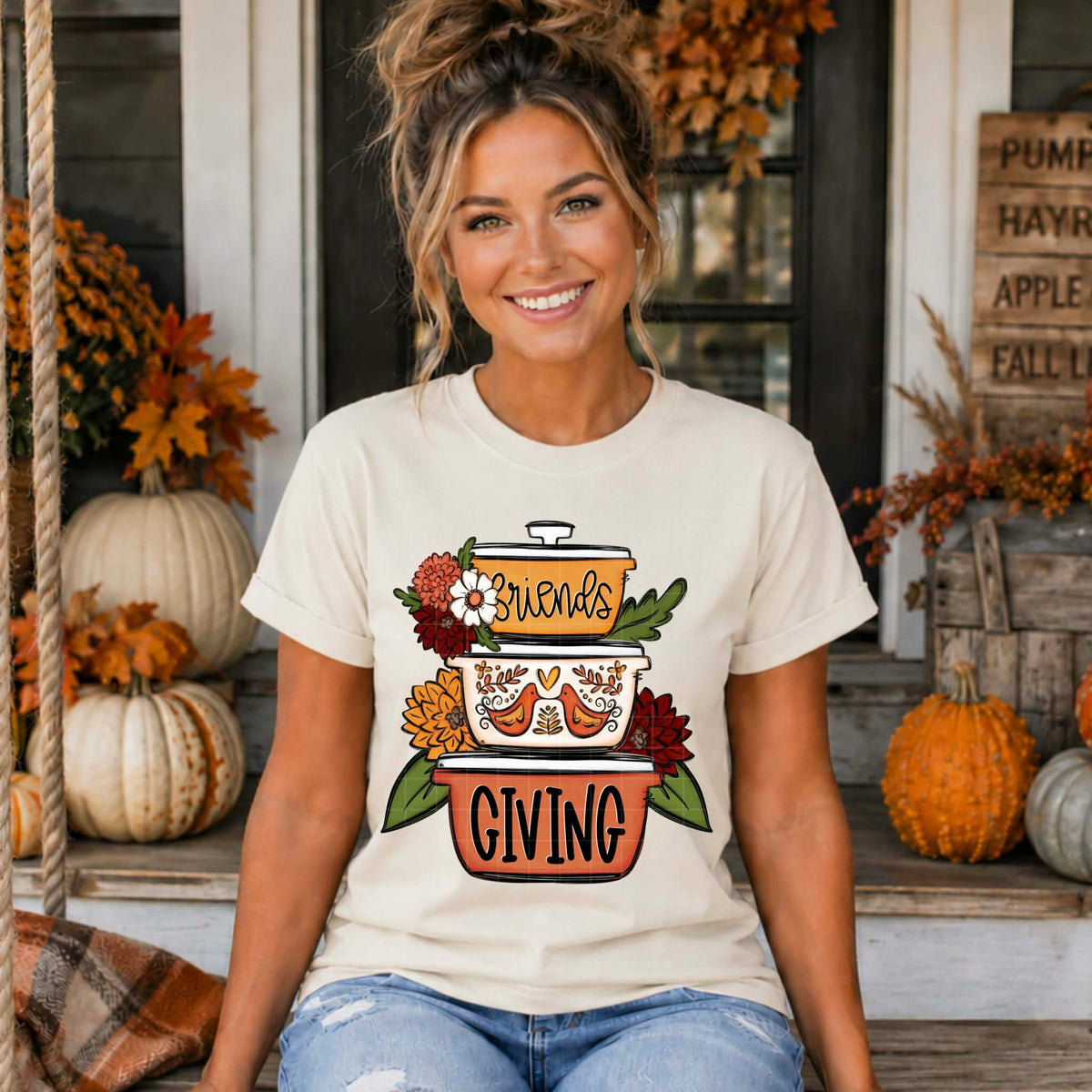 Friends giving stacked cooking pots (SDD) DTF Transfer