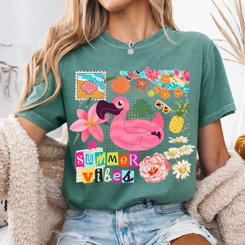 Summer vibes flamingo float 94744 DTF transfer