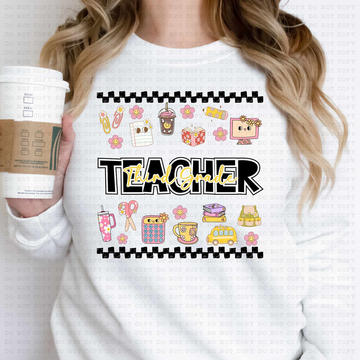 Third grade teacher retro teacher items (ECHT) 53661 DTF transfer
