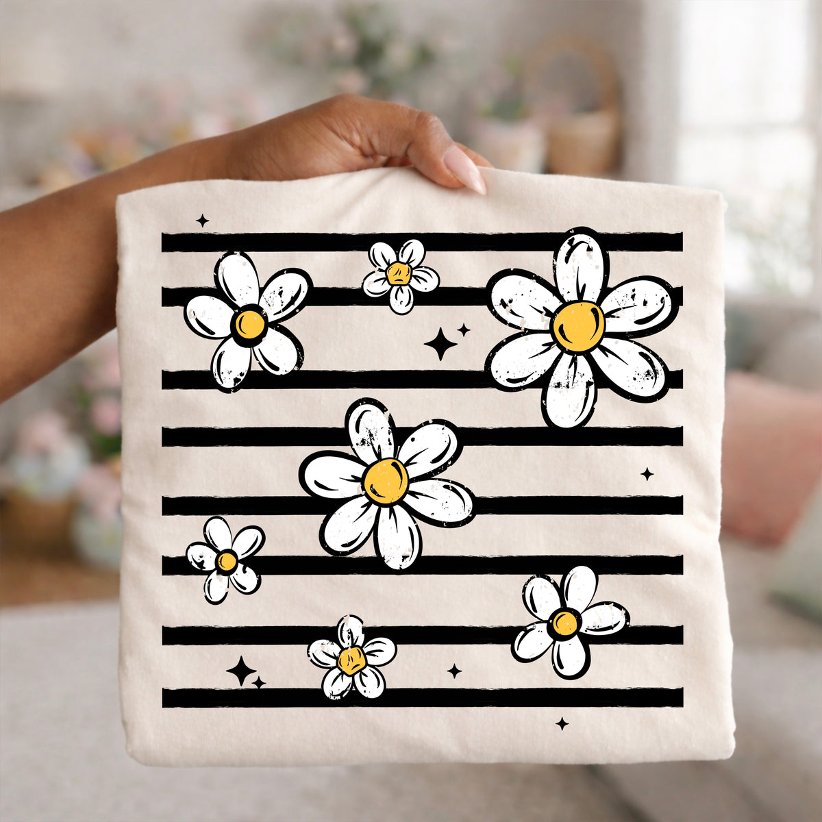 Daisy stripes black (CSC) DTF Transfer