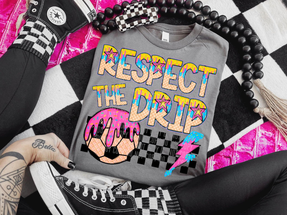 Respect the drip peach soccer pink drip (Caplinger) 94399 DTF transfer