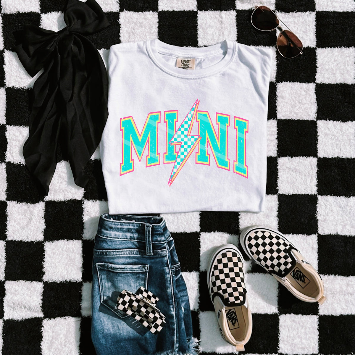 Mini mint checker Bolt scarlow 110320 DTF transfer