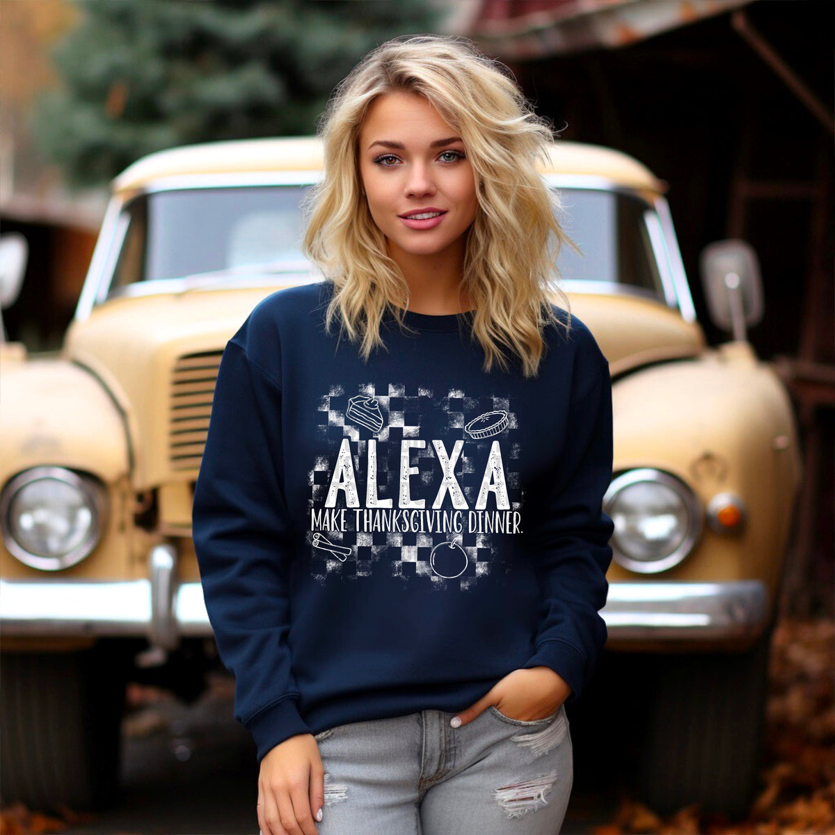 Alexa make thanksgiving dinner WHITE 103536 DTF transfer