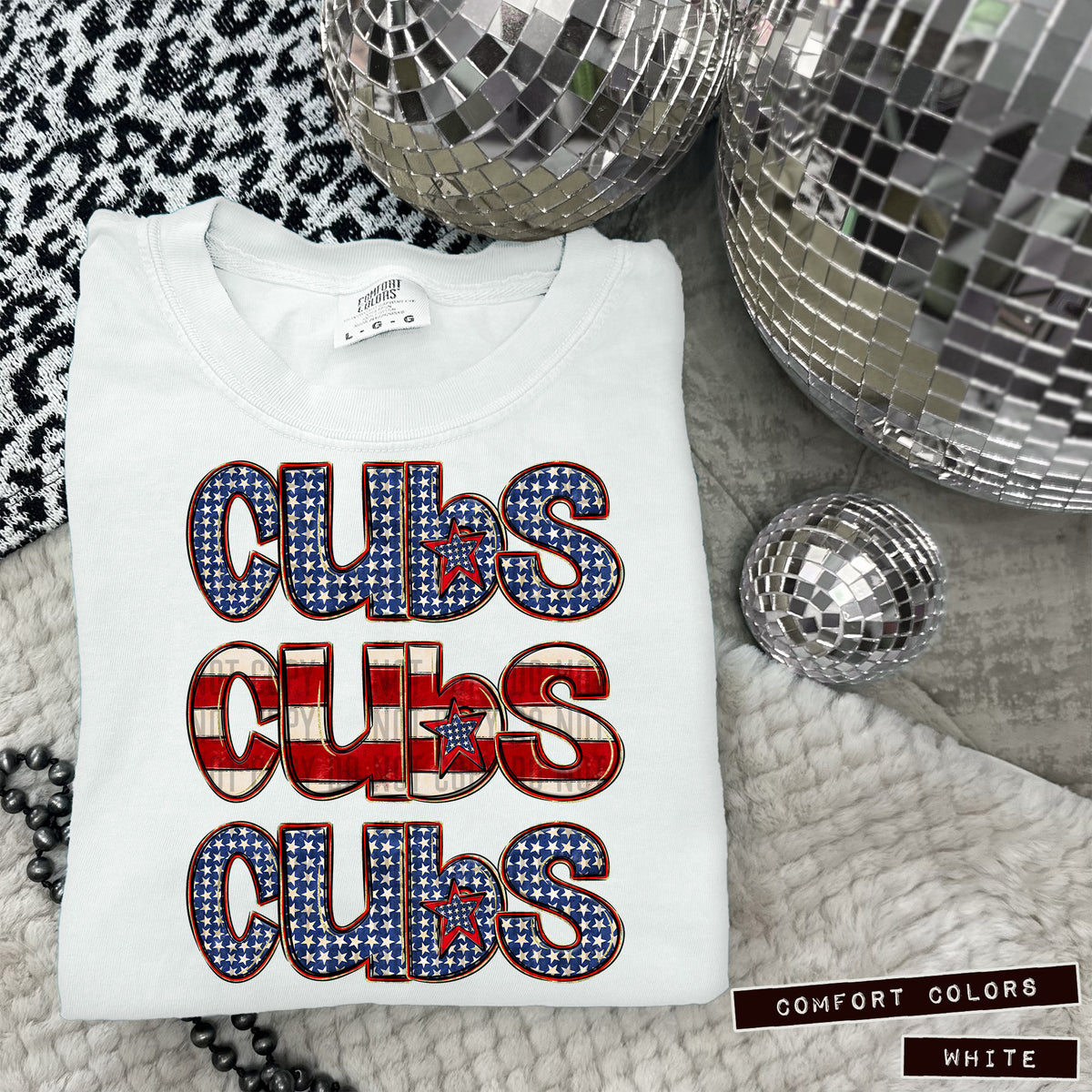 Cubs RWB stacked (Caplinger) DTF transfer