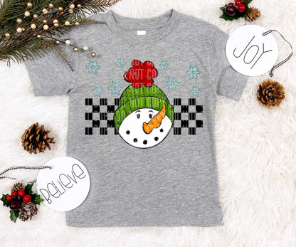 Snowman green hat blue snowflakes (caplinger) 73079 DTF transfer