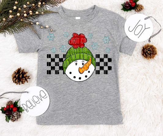 Snowman green hat blue snowflakes (caplinger) 73079 DTF transfer