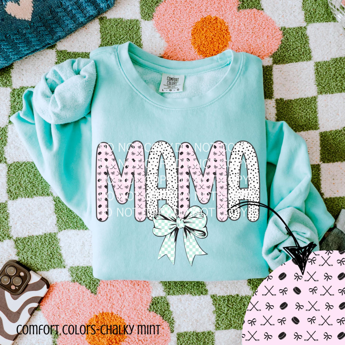 Mama hockey letters (CSG) 90228 DTF transfer