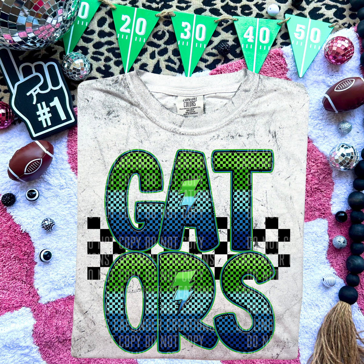 Gators Blue and Green Checkered (Caplinger) DTF transfer