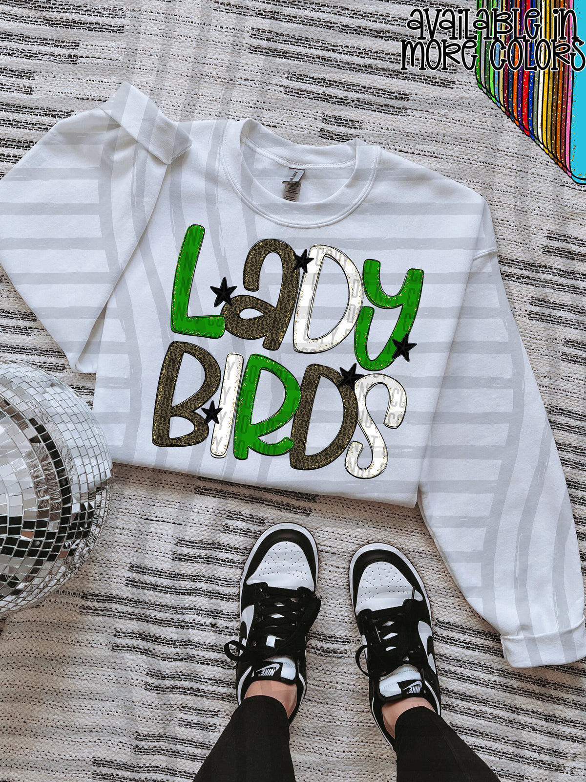 green, gray and white, lady birds stacked (Caplinger) DTF Transfer