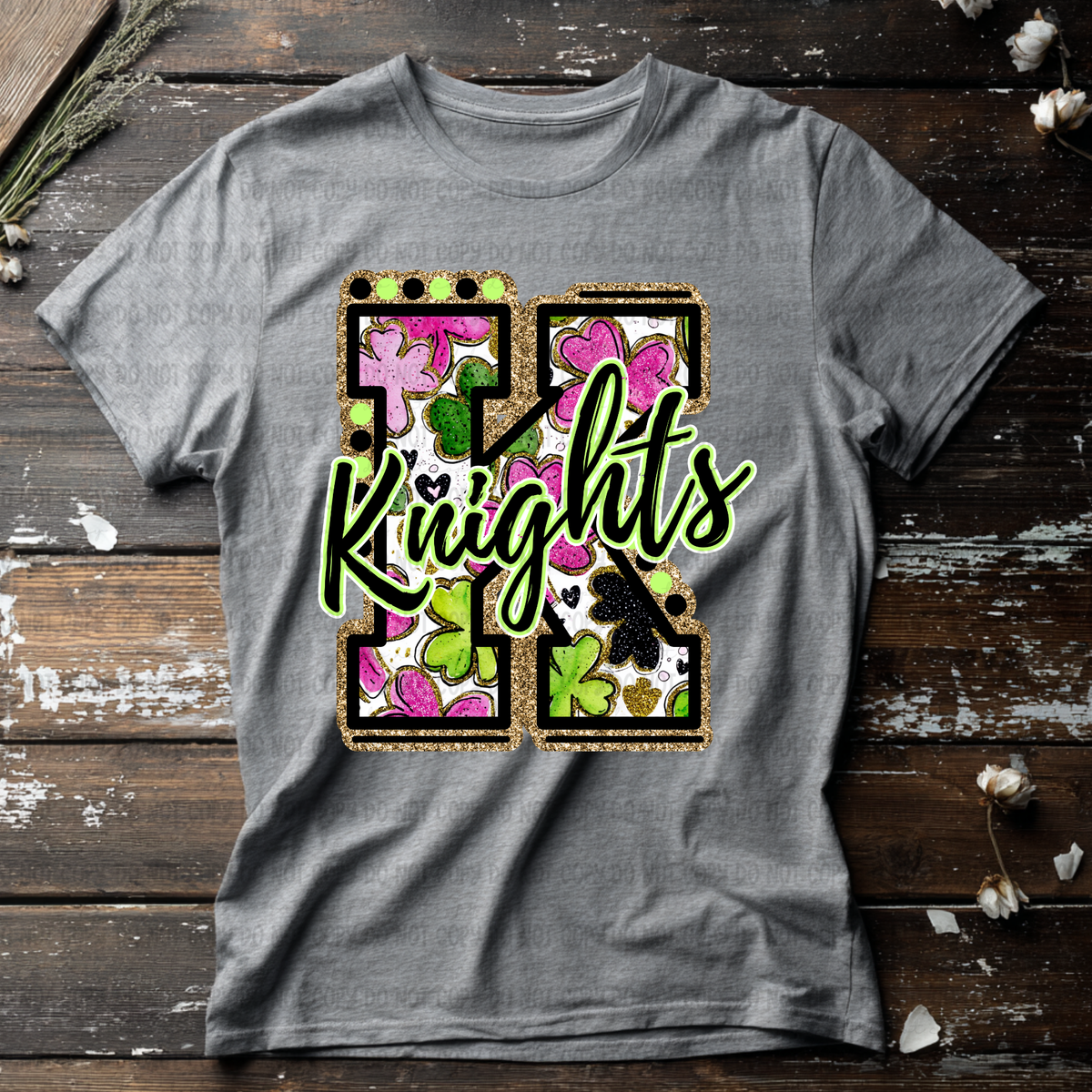Knights letter St. Patrick's Day PINK (Revel) DTF Transfer