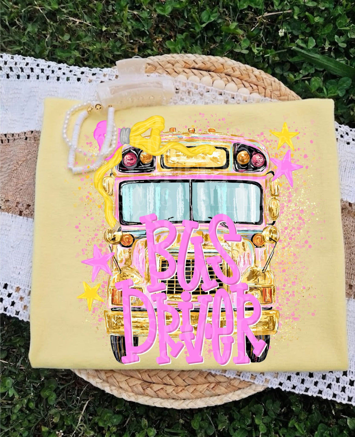 Bus driver glitter background (SSD) DTF Transfer