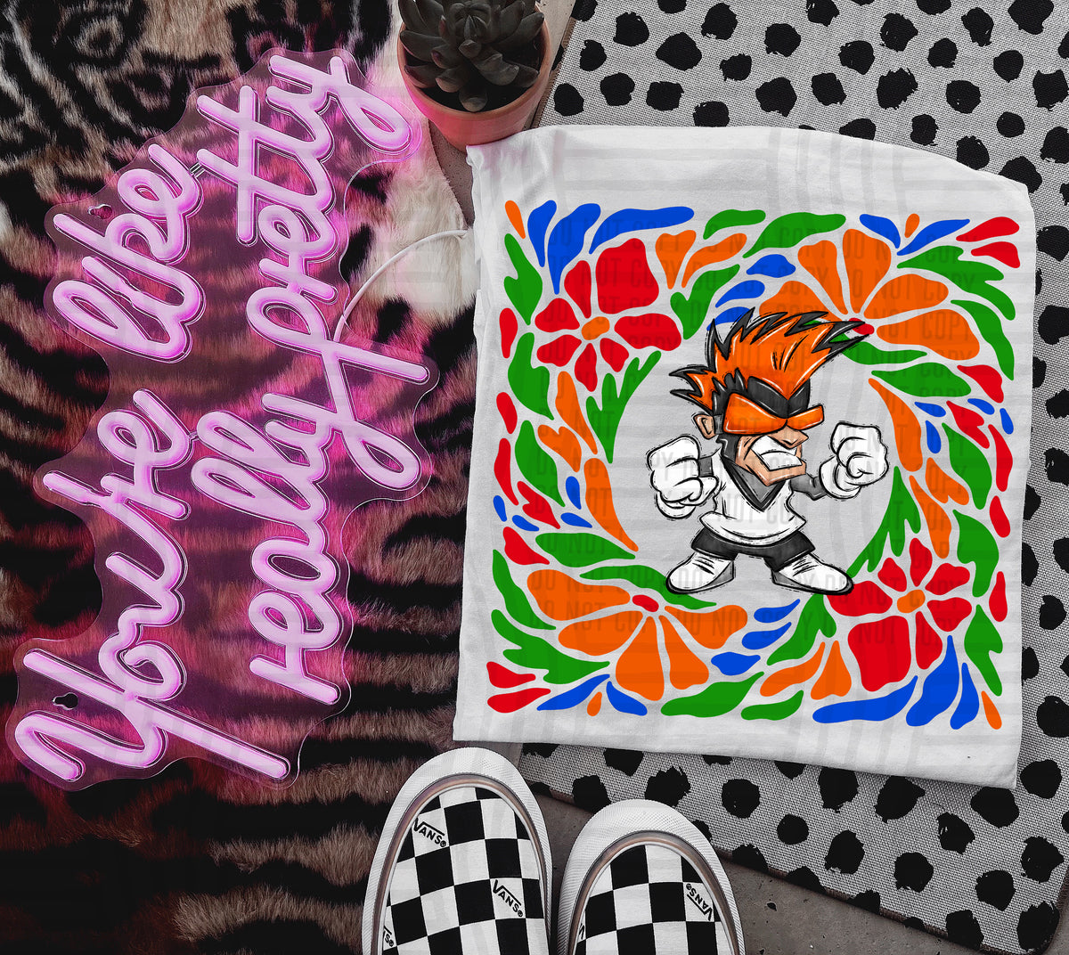 Orange Rebel Retro Floral (Caplinger) 101159 DTF transfer