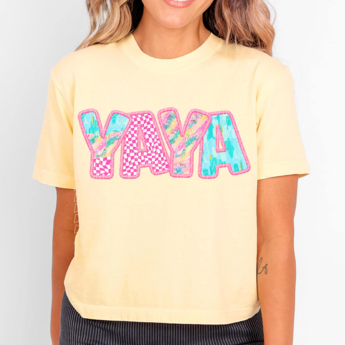 Yaya pink checkered (CITY) 97048 DTF transfer