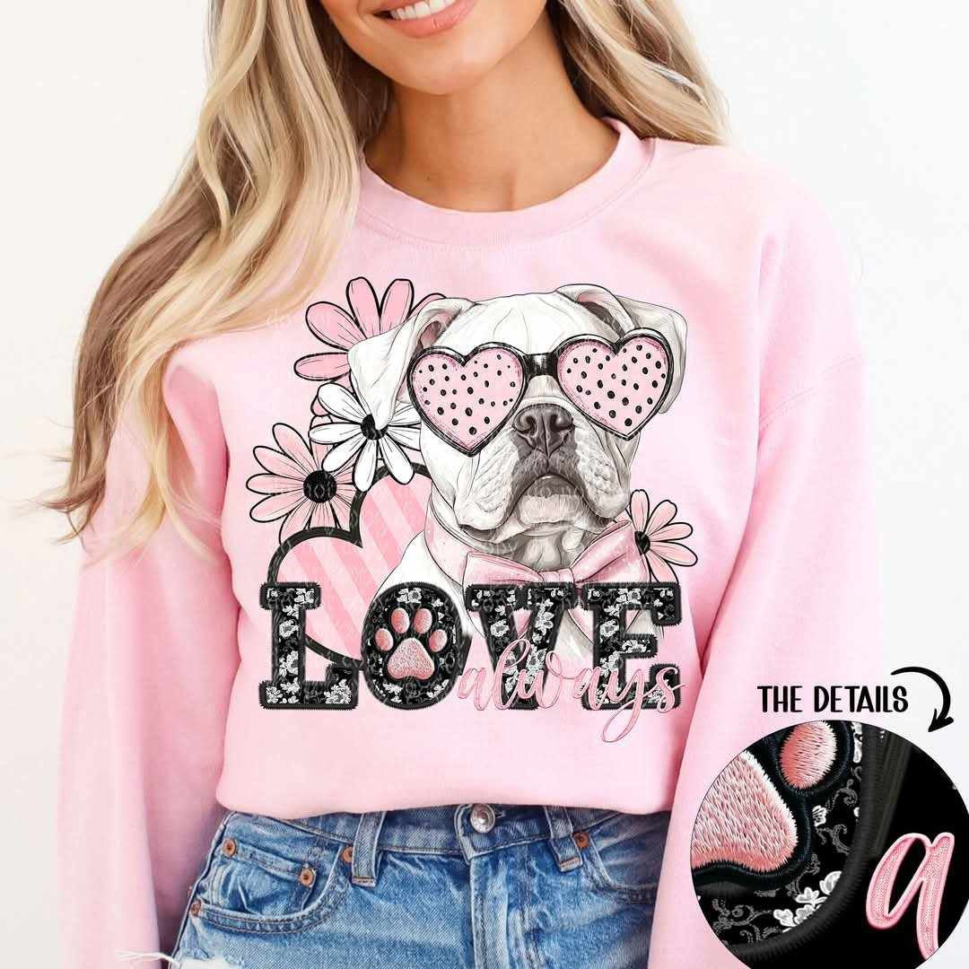 Love always white American bulldog (TTD) 80787 DTF transfer
