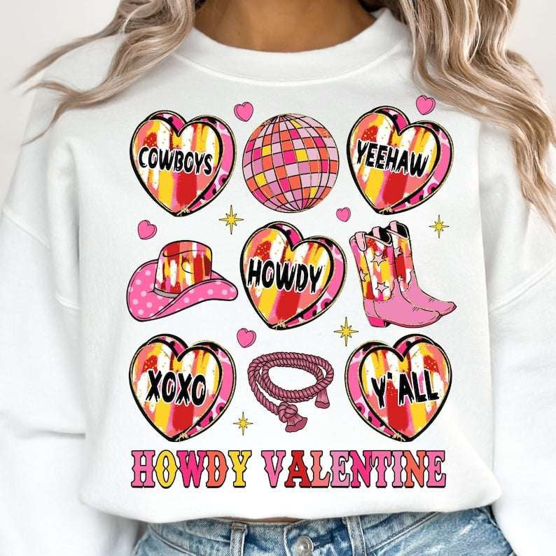 Howdy valentine collage 70788 DTF transfer