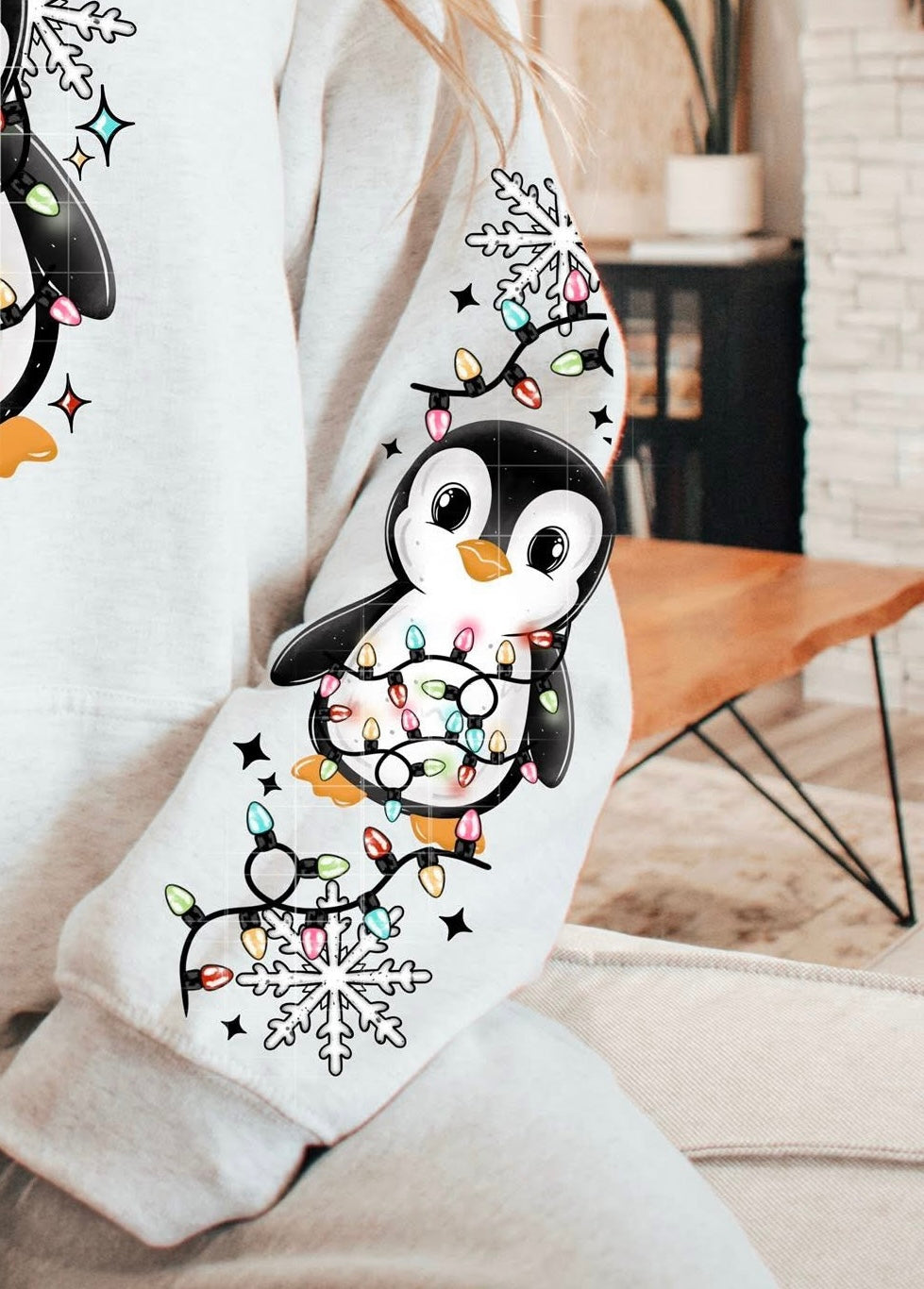 Penguin Christmas Lights (SLEEVE) CSC DTF Transfer