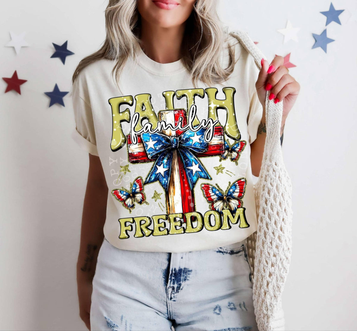 Faith family freedom cross 99405 DTF transfer